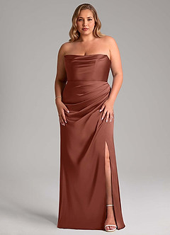 Azazie Leonis Bridesmaid Dresses Auburn Mermaid Pleated Stretch Satin Convertible Dress image8