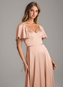 Azazie Chloe Brautjungfernkleider A-Linie Herzausschnitt Stretch-Satin Kleid Roségold image6