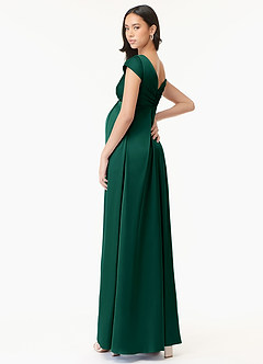Azazie Allessia Maternity Bridesmaid Dresses A-Line Pleated Stretch Satin Floor-Length Dress image4