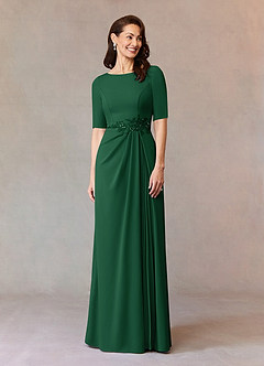 Azazie Joelle Mother of the Bride Dresses Dark Green A-Line Sequins Stretch Crepe Dress image2