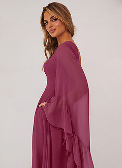 Barbie ♥ Azazie Bridesmaid Dresses Mulberry A-Line Long Sleeve Chiffon Dress image6