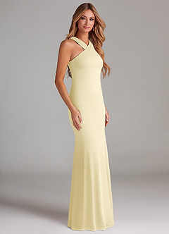 Azazie Doretta Brudtärnklänningar Klä av Sjöjungfru i Chiffong Plisserad Citronsorbet image4