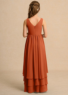 Azazie Kitten Girls Formal Robe Demoiselle D'honneur Fillette Robe Trapèze en Mousseline de soie Orange Brûlée image2