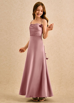 Azazie Kandi Girls Formal Flower Girl Klänningar Klä A-Line i Stretch Satin Älskling Halsringning image2