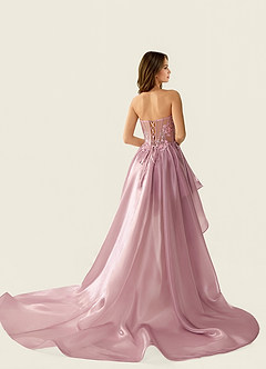 Yasmina Powder Pink Corset Lace Up Back Lace Ruffled Prom Dress image2
