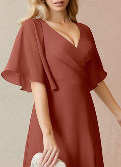 Azazie Cierra Bridesmaid Dresses Auburn A-Line V-Neck Chiffon Dress image7