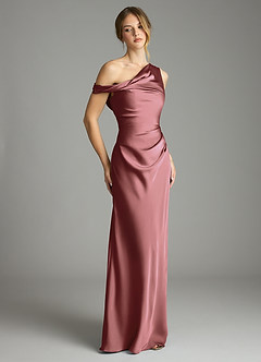 Azazie Emerson Brudtärnklänningar Klä av Sjöjungfru i Stretch Satin Av axeln Ametist image5