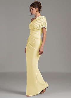 Azazie Essence Bridesmaid Dresses Lemon Sorbet Sheath One Shoulder Premium Stretch Jersey Dress image3