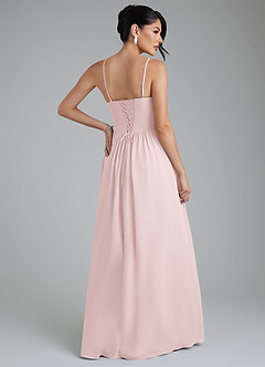 Azazie Alisha Bridesmaid Dresses Blushing Pink A-Line Corset Chiffon Dress image9