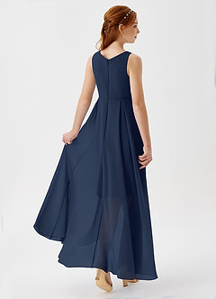 Azazie Lizette Junior Dark Navy A-Line Pleated Chiffon Dress image2