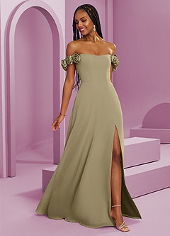 Barbie ♥ Azazie Bridesmaid Dresses Moss Green A-Line Off the Shoulder Chiffon Convertible Dress image8