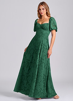 Azazie Mirian Bridesmaid Dresses Dark Green A-Line Sweetheart Neckline Floral Burnout Dress image3