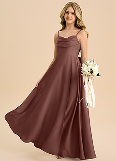 Azazie Bear Junior Espresso A-Line Sweetheart Neckline Stretch Satin Dress image5
