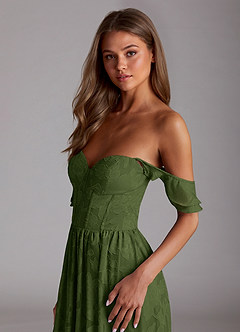 Sorina Olivgrün Korsett-Maxi-Ballkleid image5