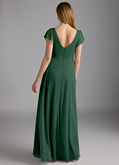 Azazie Omari Bridesmaid Dresses Dark Green A-Line Mesh Dress image4