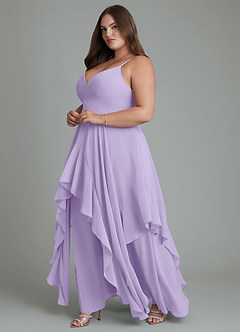 Azazie Zaina Bridesmaid Dresses Lilac A-Line Chiffon Dress image11
