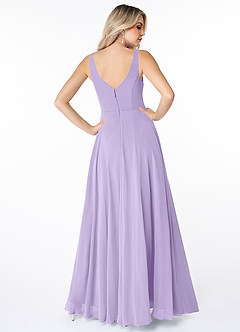 Azazie Calvi Bridesmaid Dresses Lilac A-Line Ruched Chiffon Dress image2