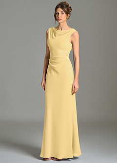 Azazie Kieryn Bridesmaid Dresses Butter Mermaid Pleated Chiffon Dress image3
