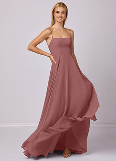 Barbie ♥ Azazie Brautjungfernkleider A-Linie Chiffon Kleid Wüstenrose image3