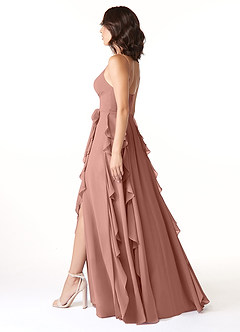 Azazie Peyton Bridesmaid Dresses Cedar Rose A-Line Ruched Chiffon Dress image4