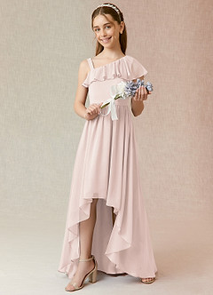 Azazie Mango Junior Rose Petal A-Line Ruched Chiffon Dress image2