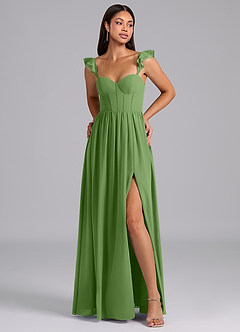 Azazie Denisse Suknie dla druhen Linia A Marszczony Szyfon Do ziemi Sukienka image1