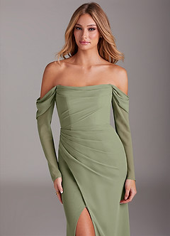 Azazie Hallie Bridesmaid Dresses Pistachio Mermaid Long Sleeve Chiffon Dress image5