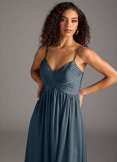 Azazie Alia Bridesmaid Dresses Twilight A-Line Pleated Stretch Satin Dress image3