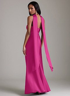 Azazie Saylor Robes de demoiselle d'honneur Robe Sirène en Satin extensible Sans bretelles Fuchsia image8