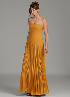 Azazie Yuliana Bridesmaid Dresses Butterscotch A-Line Strapless Chiffon Dress image5