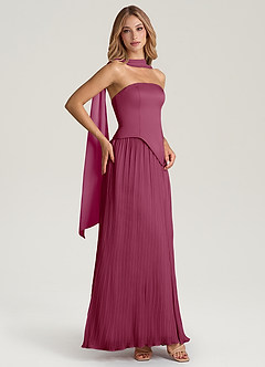 Azazie Tierney Brautjungfernkleider Wandelbar A-Linie Schulterfrei Chiffon Kleid Maulbeerrot image7