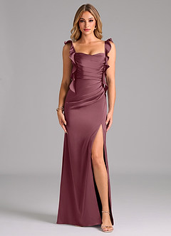 Azazie Jessamine Bridesmaid Dresses Desert Rose Sheath Corset Stretch Satin Dress image3