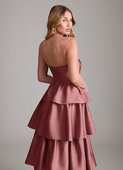 Azazie Faye Bridesmaid Dresses Amethyst A-Line Ruched Stretch Satin Dress image6