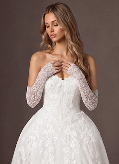 front Double Edged Fingerless Eyelash Lace Sleeves