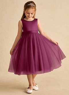 Azazie Winnie Robe Demoiselle D'honneur Fillette Robe Princesse en Tulle Arc Mûre image2