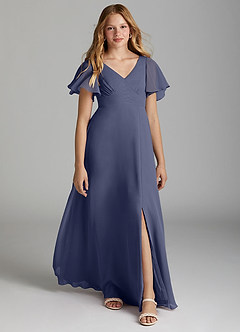 Azazie Kimber Junior Stormy A-Line Pleated Chiffon Dress image1