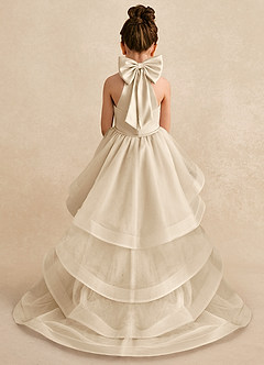 Azazie Bev Abiti da Ragazza di Fiori Abito A-Line in Tulle Convertibile Champagne image1