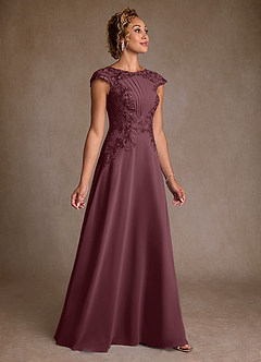 Azazie Christi Mother of the Bride Dresses Sangria A-Line Lace Chiffon Dress image3