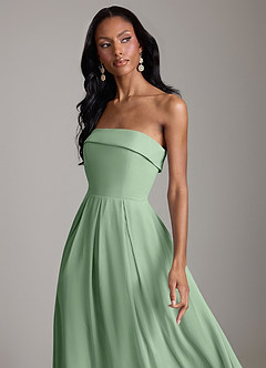 Azazie Lucienne Vestidos de damas de honor Vestido Matcha de Gasa de Línea A Convertible con Palabra de honor image4