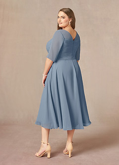 Azazie Naomi Mother of the Bride Dresses Twilight A-Line Boatneck Pleated Chiffon Dress image13