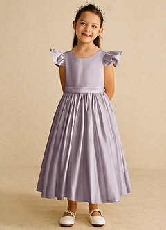 Azazie Violeta Flower Girl Dresses Dusk Ball-Gown Bow Matte Satin Dress image6