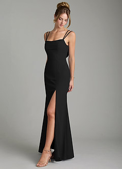 Azazie Egypt Bridesmaid Dresses Black Sheath Sweetheart Neckline Chiffon Dress image4