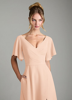 Azazie Ambrosia Robes de demoiselle d'honneur Robe Trapèze en Mousseline de soie Plissé Rose Anglais image2