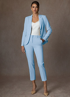 front Whitney Azul Cielo Pantalones de vestir cortos elásticos estructurados