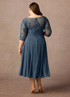 Azazie Marge Brudens mor kjoler A-Line Scoop Blonde Chiffon Te-længde Kjole image7