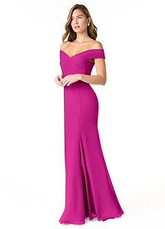 Azazie Lecia Bridesmaid Dresses Fuchsia Empire Off-The-Shoulder Pleated Chiffon Convertible Dress image3
