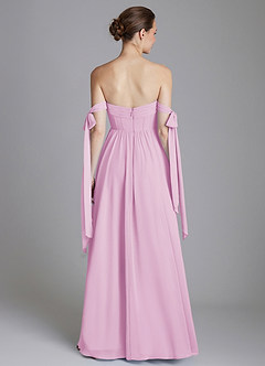 Azazie Ayanna Bridesmaid Dresses Candy Pink A-Line Off the Shoulder Chiffon Dress image2