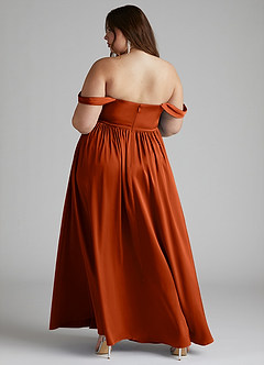 Azazie Morana Bridesmaid Dresses Paprika A-Line Off the Shoulder Stretch Satin Convertible Dress image14