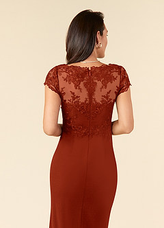 Azazie Carmen Mother of the Bride Dresses Rust Sheath Lace Dress image6