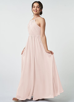 Azazie Leighton Junior Rose Petal A-Line Pleated Chiffon Dress image4